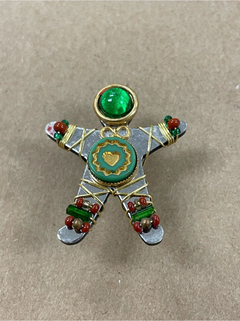 Liztech Gingerbread Man Hand-Crafted Brooch